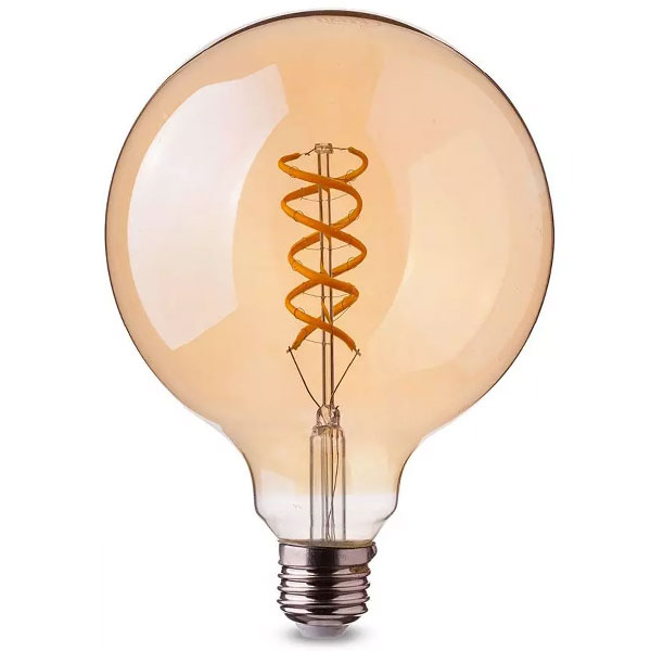 lampa-led-filament-E27-G95-5W-300lm-amber-gyali-v-tac