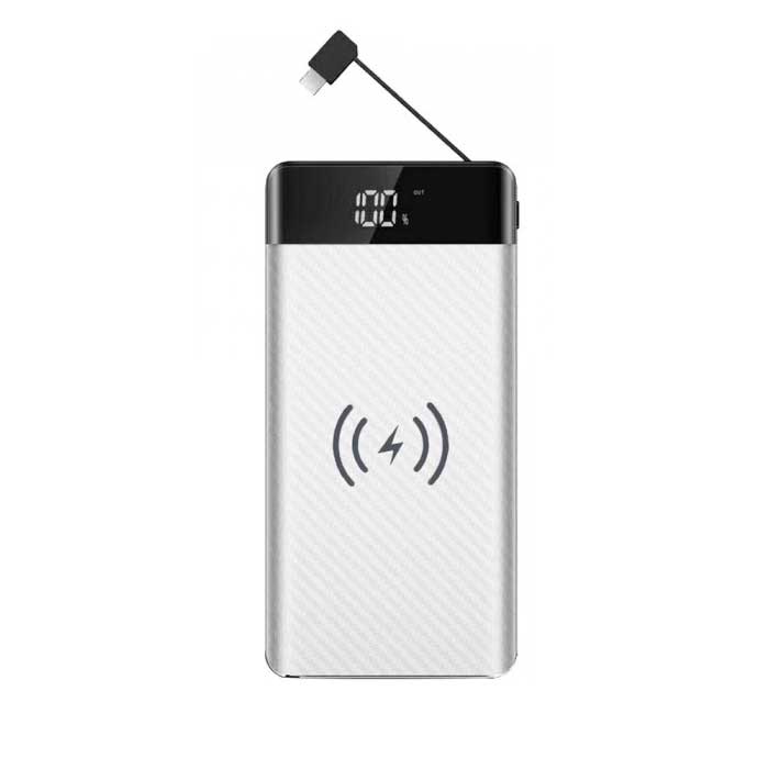 PowerBank 20000mAh με Ασύρματη Φόρτιση και Ενσωματωμένο Καλώδιο Micro USB Άσπρο