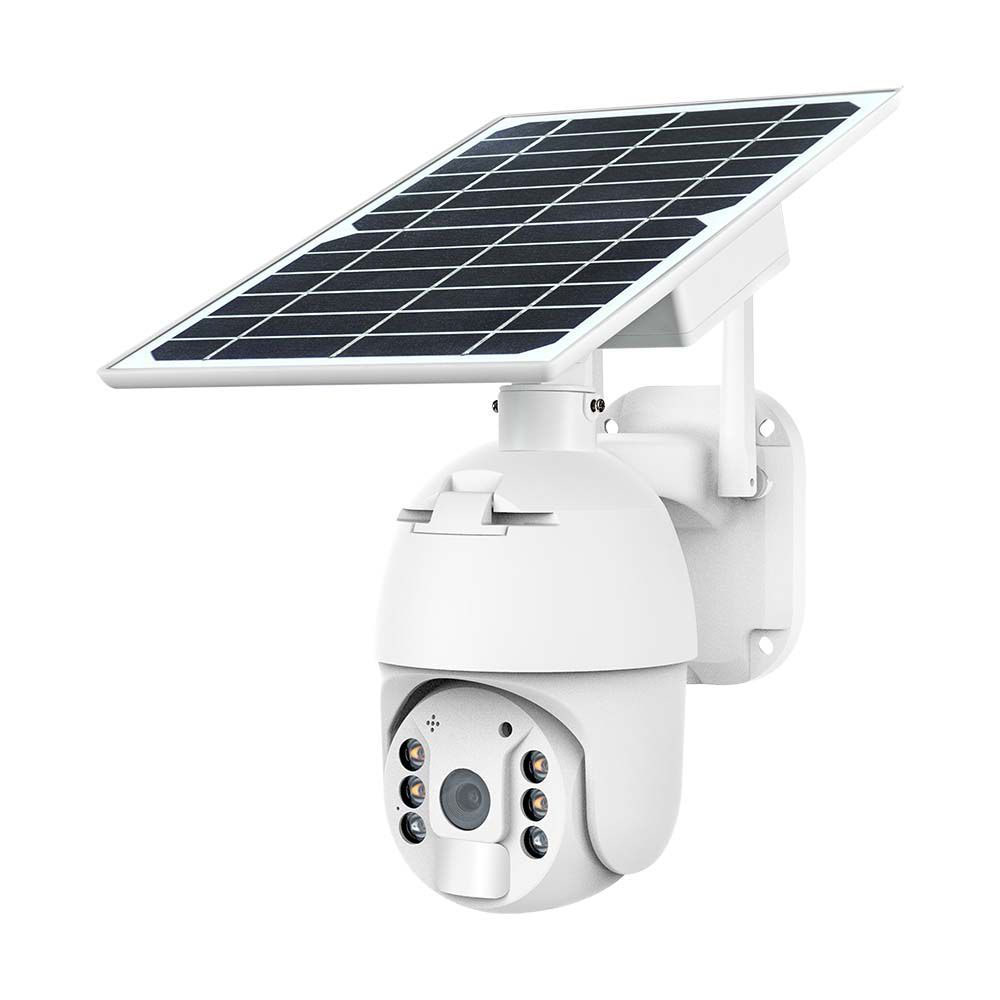 Smart 4G Ηλιακή Κάμερα PTZ 2MP 1920x1080p HD 3.6mm 4W 95° IP65 Αδιάβροχη με Αισθητήρα Κίνησης Άσπρη 11616 V-TAC