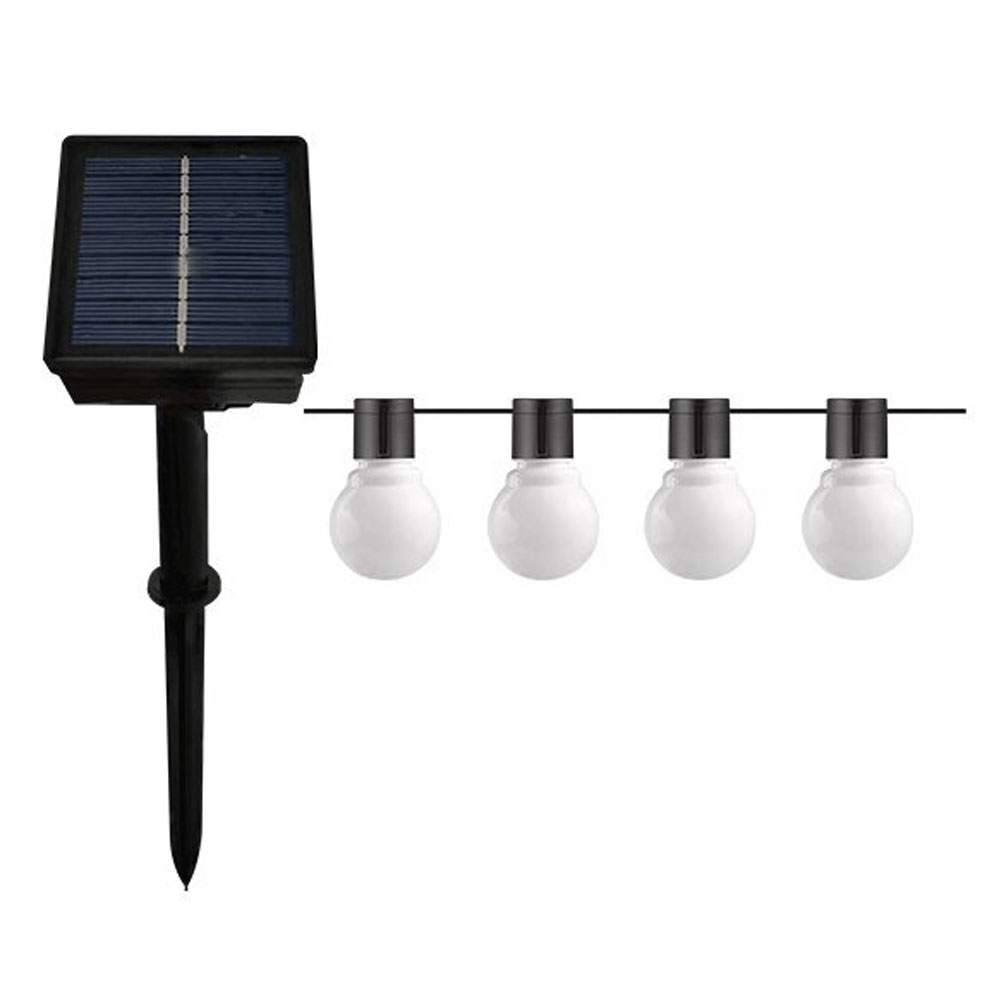 Ηλιακή Γιρλάντα LED 7m 6W 200lm 360° IP65 με 20 Γαλακτερές Λάμπες G50 Ζεστό Λευκό Μαύρη OT9094 OPTONICA