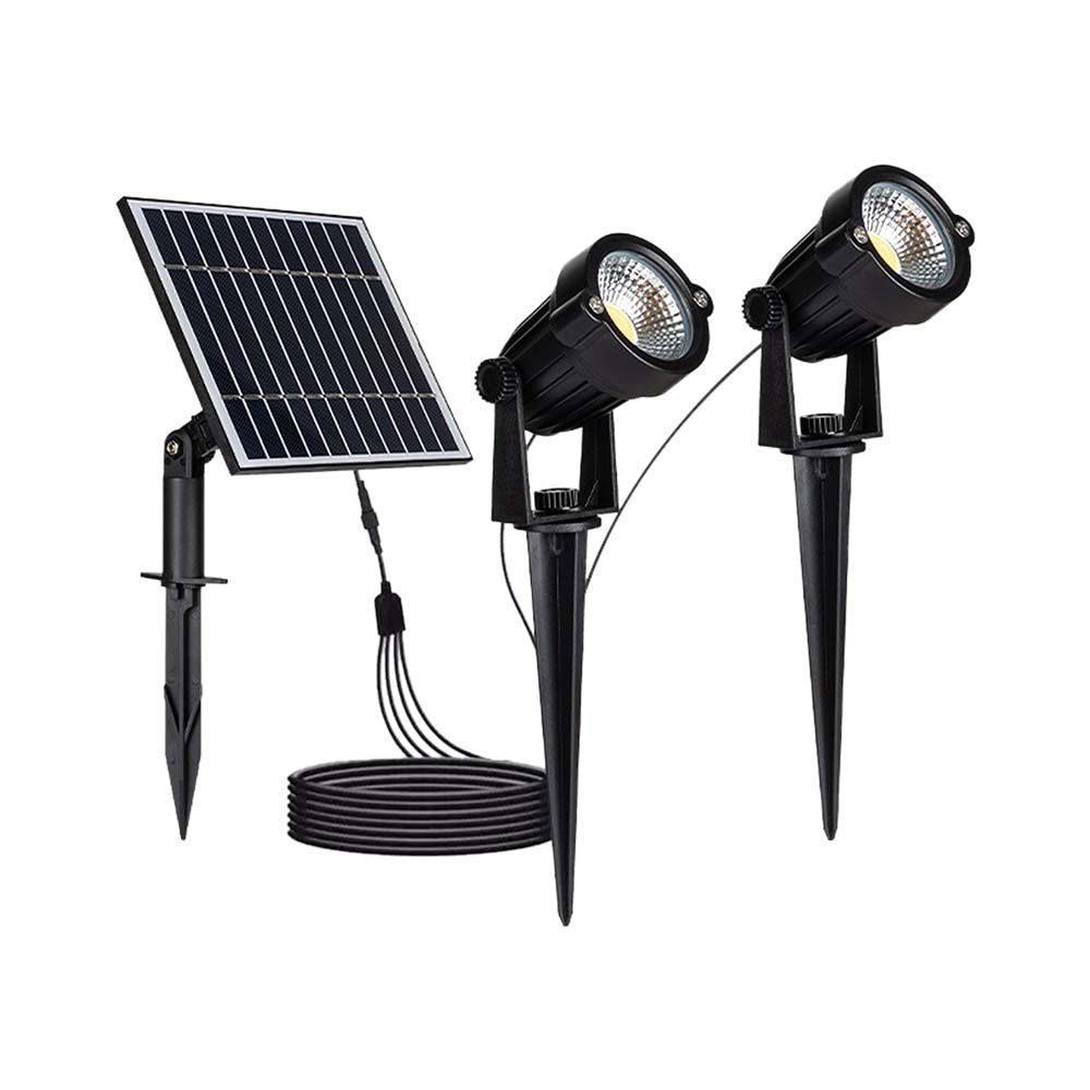 Ηλιακό Φωτιστικό Κήπου LED 2x1.2W 90lm 60° IP65 Αδιάβροχο με Καρφί Ζεστό Λευκό Μαύρο Σώμα 20488 V-TAC