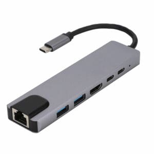 USB Hub 6 Θυρών με Σύνδεση TYPE C 1xRJ45 Ethernet+2xUSB 3.0+1xHDMI+2xUSB C 3.3.34AMARAD