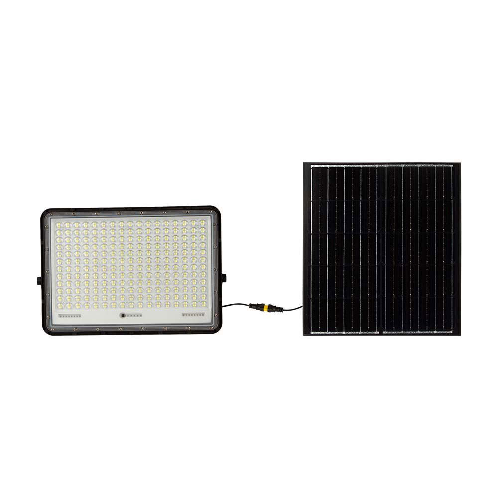 Ηλιακός Προβολέας LED 30W 2600lm IP65 με Χειριστήριο & Ένδειξη Μπαταρίας Μαύρο Σώμα V-TAC