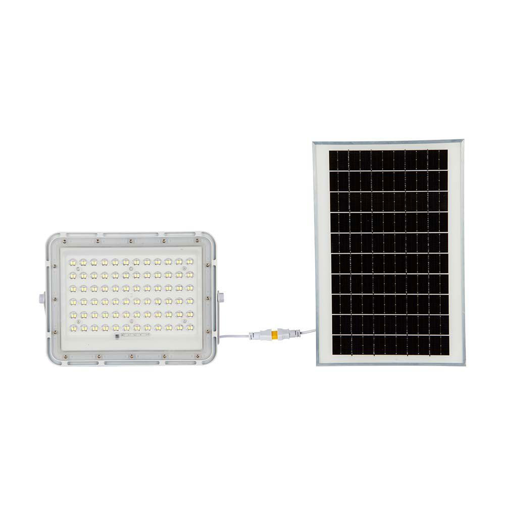 Ηλιακός Προβολέας LED 15W 1200lm IP65 με Χειριστήριο & Ένδειξη Μπαταρίας Άσπρο Σώμα V-TAC