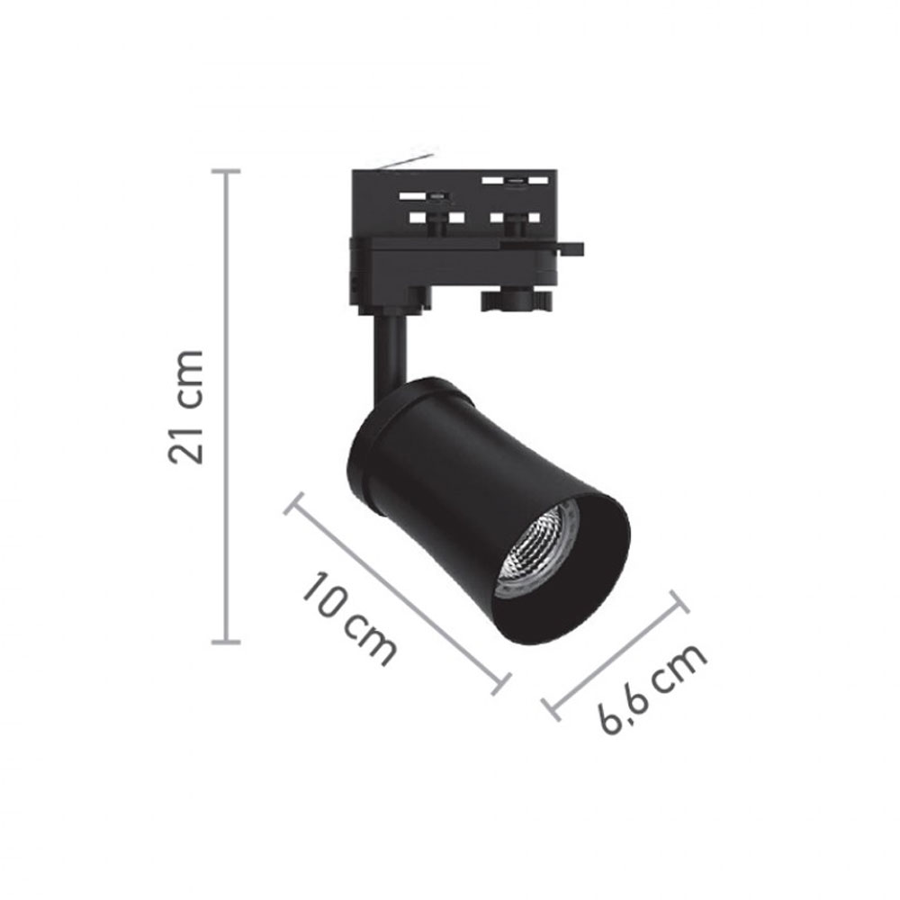 Σποτ Τριφασικής Ράγας για GU10 LED Στρογγυλό IP20 Μαύρο Σώμα T01200-BL INLIGHT