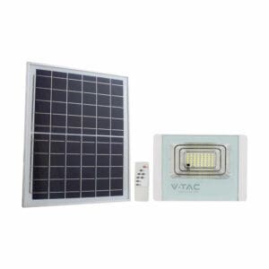 Ηλιακός Προβολέας LED 40W 120° IP65 με Χειριστήριο Άσπρο Σώμα V-TAC