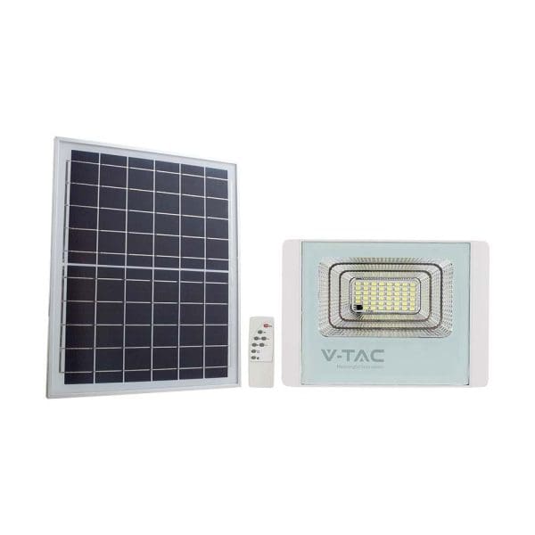 Ηλιακός Προβολέας LED 60W 120° IP65 με Χειριστήριο Άσπρο Σώμα V-TAC