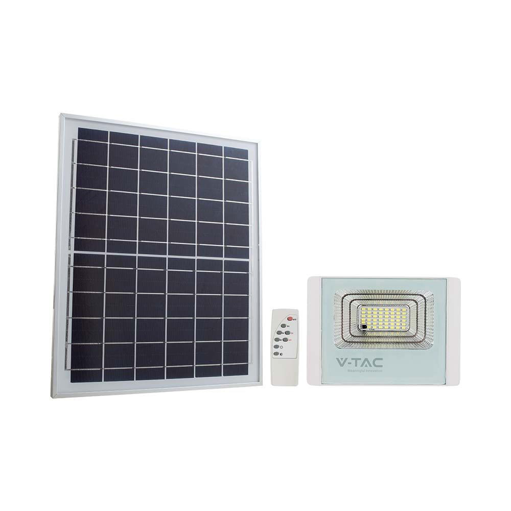 Ηλιακός Προβολέας LED 25W 120° IP65 με Χειριστήριο Άσπρο Σώμα V-TAC