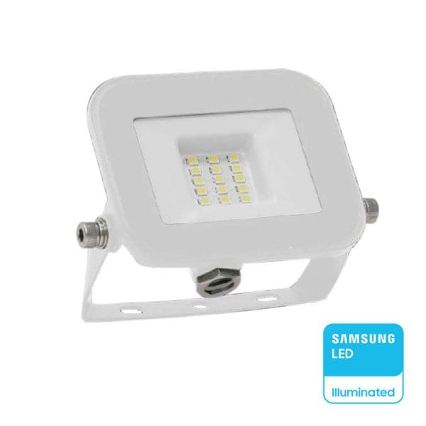 Προβολέας LED SMD 10W 735lm 115° IP65 Samsung Chip PRO-SERIES Άσπρο Σώμα Άσπρο Γυαλί V-TAC