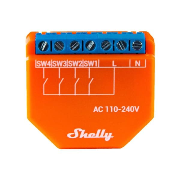 ενδιαμεσος διακοπτης shelly plus Ι4 συνδεεται με wifi και bluetooth και περιλαμβανει 4 inputs 059200