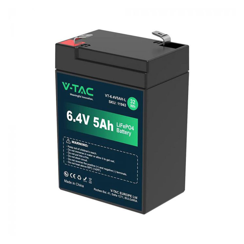μπαταρία λιθίου t2 6.4 volt 5ah ip54 από τη v-tac 11943